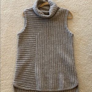 Theory wool blend sleeveless tunic in taupe
